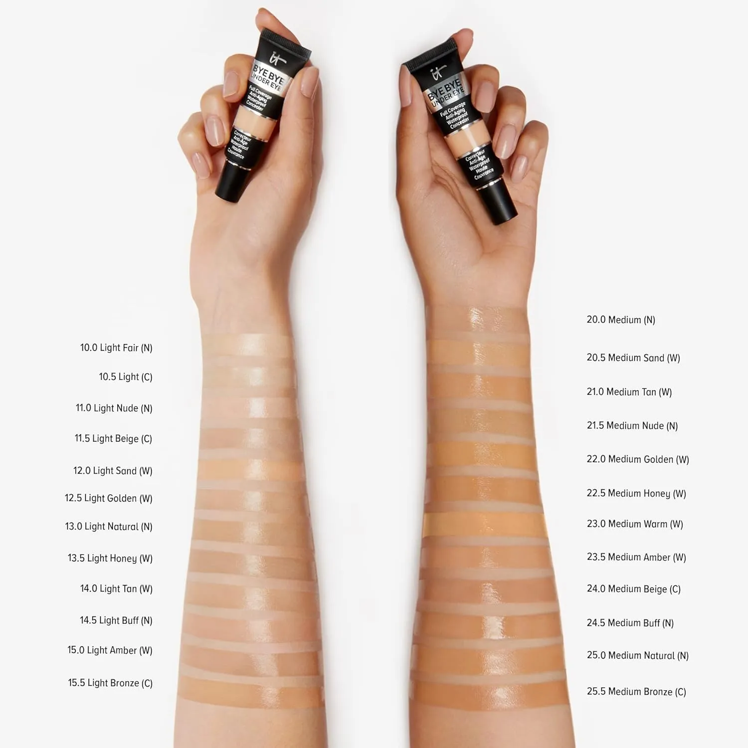 IT Cosmetics Bye Bye Under Eye Concealer - Waterproof Full Coverage Concealer For Dark Circles, Fine Lines, Redness & Discoloration, Formulated with Hyaluronic Acid, Natural Finish – 0.4 fl oz