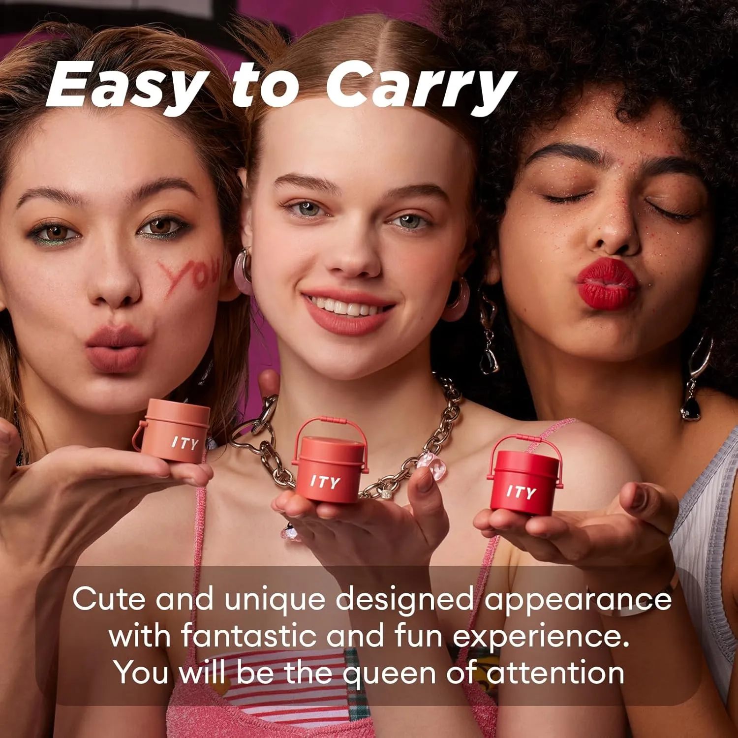 ITY Velvet Matte Finish Lip Stain-Mousse Textured Pudding Pot Lip Clay with Brush, Red Shade, Dual-Use as Lipstick and Blush, Conceals Lip Lines, Rich Pigment, 0.21 oz (6g) in Cherry Bliss