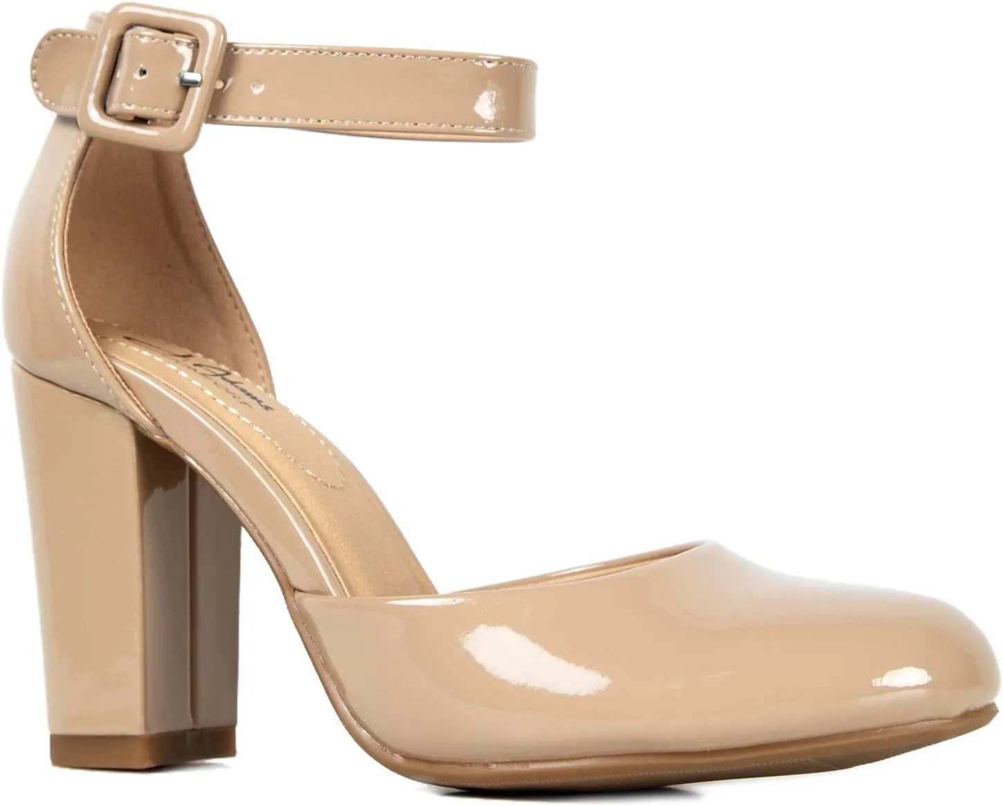 J. Adams Cuppy Heels for Women - Round Closed Toe Ankle Strap Chunky High Heel