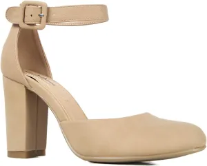 J. Adams Cuppy Heels for Women - Round Closed Toe Ankle Strap Chunky High Heel