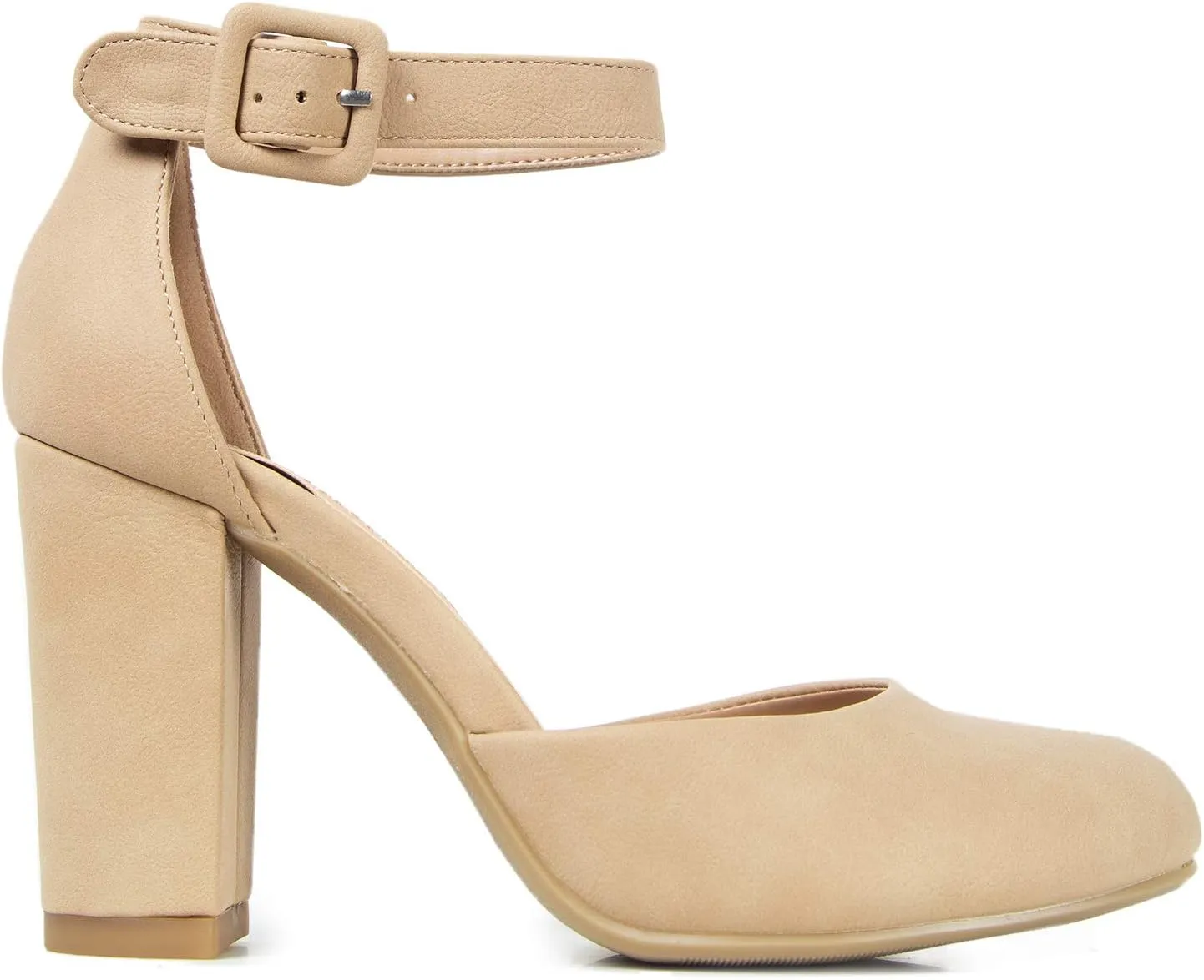 J. Adams Cuppy Heels for Women - Round Closed Toe Ankle Strap Chunky High Heel
