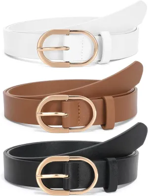 JASGOOD Women’s Leather Belts for Jeans Pants Fashion Ladies Belt with Gold Buckle