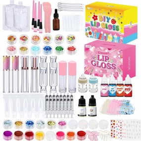Jcoos Lip Gloss Making Kit DIY Lip Gloss Kit Fun Kids Lip Gloss Make Your Own Lip Gloss Kit Beginner Lip Gloss Set for Teens Gifts for Girls Lipgloss Sets for Girls Women Moisturizing Lip Gloss