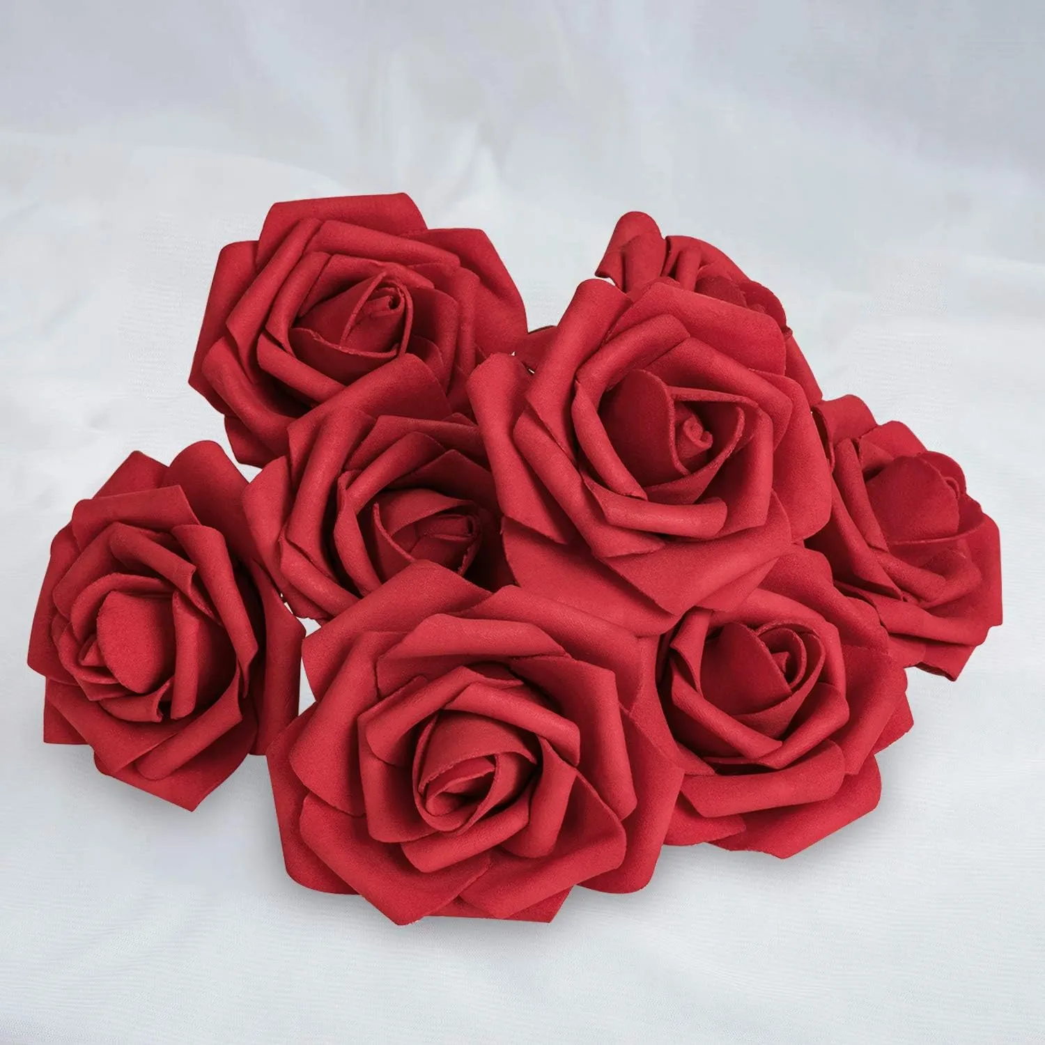 Jelofly Artificial Flowers Red Roses 100pcs Real Looking Fake Flowers Foam Roses w/Stem DIY Wedding Bouquets Centerpieces Baby Shower Party Home Decorations