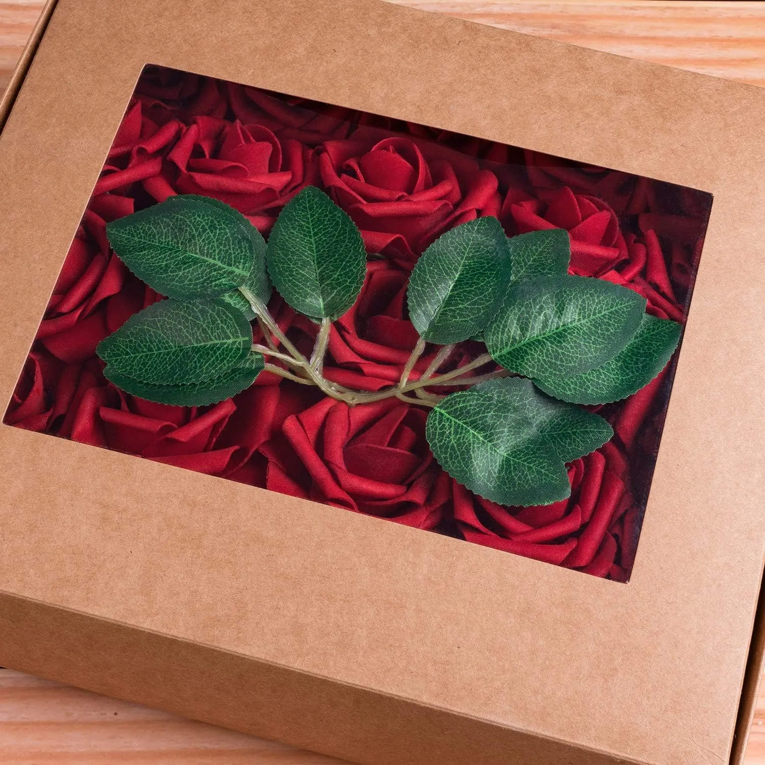 Jelofly Artificial Flowers Red Roses 100pcs Real Looking Fake Flowers Foam Roses w/Stem DIY Wedding Bouquets Centerpieces Baby Shower Party Home Decorations