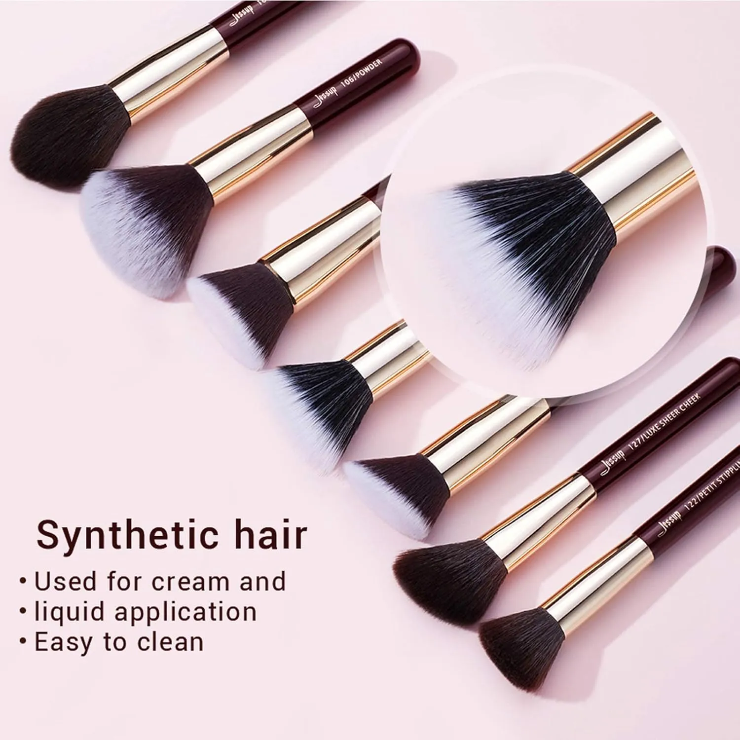 Jessup Makeup Brushes Set Professional, 25PCS Premium Natural Powder Foundation Eyeshadow Blending Concealer Blusher Highlight Labeled Brushes, T280