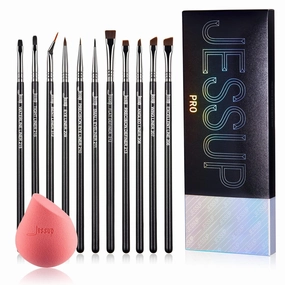 Jessup Eyeliner Brush Set, Professional Eye Liner Makeup Brushes 11pcs T324 with Soft Latex-free Sponge SP002