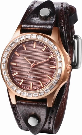 JewelryWe Vintage Wrist Watch Wide Leather Strap Band Cuff Quartz Watches for Men Women