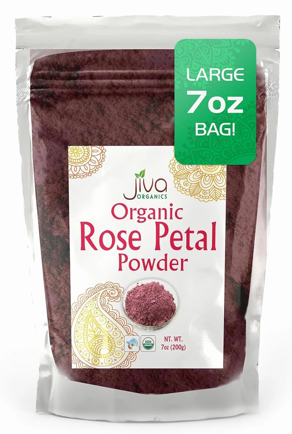 Jiva Organics Rose Petals Powder 200g (7oz) | Rosa centifolia Natural Face Packs & Facial Mask Formulations - Great for Skin | 100% Pure | Chemical-Free | Preservative-Free | No Artificial Color