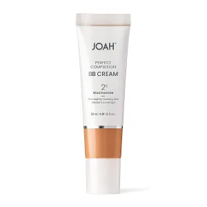 JOAH Beauty Perfect Complexion BB Cream with Hyaluronic Acid and Niaciminade, Korean Makeup with Medium Buildable Coverage, Evens Skin Tone, Lightweight, Semi Matte Finish, Tan with Warm Undertones