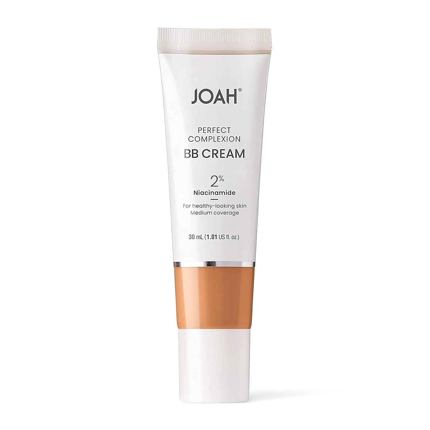 JOAH Beauty Perfect Complexion BB Cream with Hyaluronic Acid and Niaciminade, Korean Makeup with Medium Buildable Coverage, Evens Skin Tone, Lightweight, Semi Matte Finish, Tan with Warm Undertones
