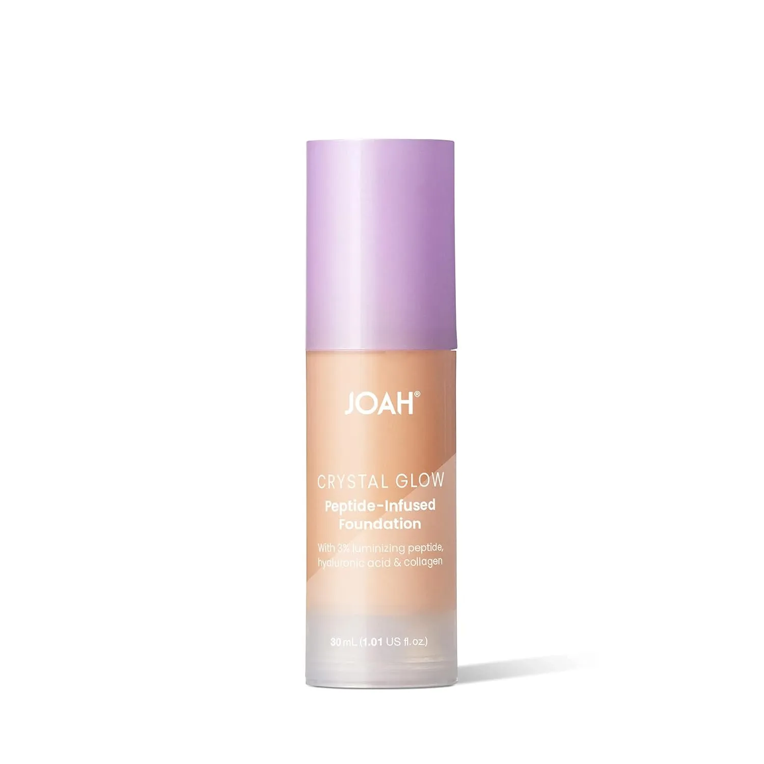JOAH Crystal Glow Peptide-Infused Foundation, 2-in-1 Multitasking Korean Makeup with Blurring Face Primer, Luminizer, Hydration & Skin Defense for a Flawless Finish, 1.01 Oz, Light Neutral