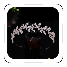 Jorsnovs Full Cubic Zirconia Wedding Headbands for Bride CZ Zircon Bridal Tiaras Pageant Hair Jewelry Party Headpieces for Women Girls (E-Rose Gold)