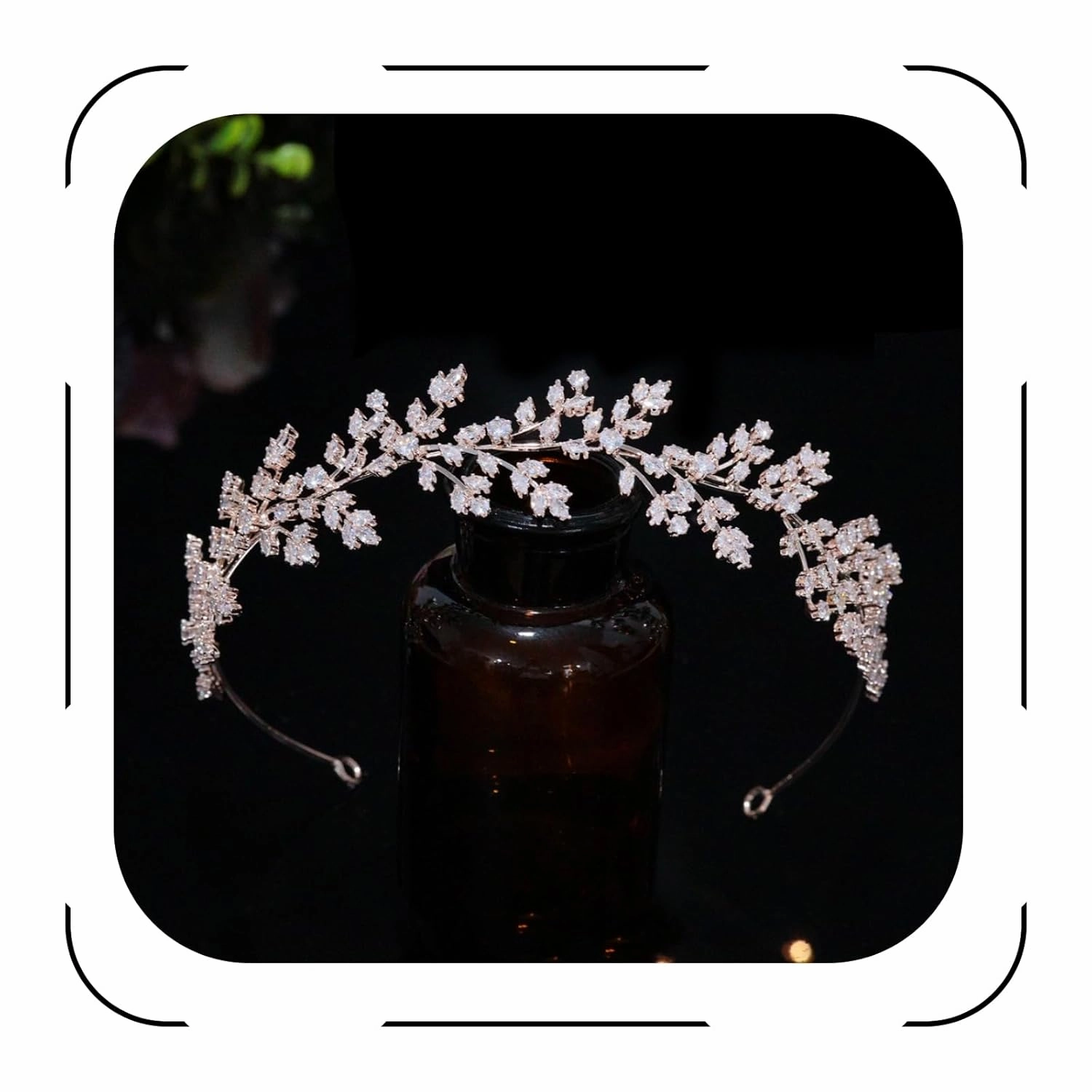 Jorsnovs Full Cubic Zirconia Wedding Headbands for Bride CZ Zircon Bridal Tiaras Pageant Hair Jewelry Party Headpieces for Women Girls (E-Rose Gold)