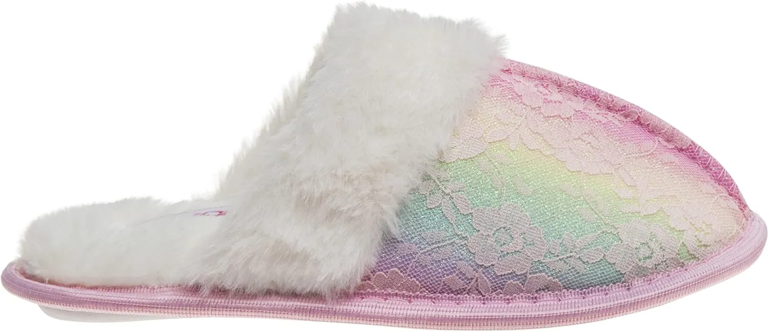 Josmo Girl's Comfort Non-Slip Memory Foam Faux Fur Slide House Slippers (Toddler/Little Kid)