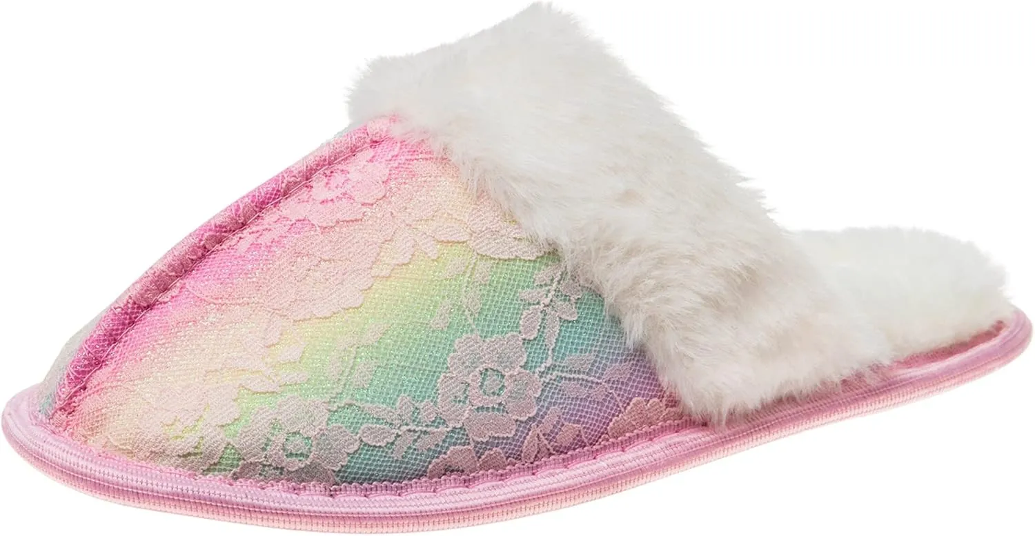 Josmo Girl's Comfort Non-Slip Memory Foam Faux Fur Slide House Slippers (Toddler/Little Kid)