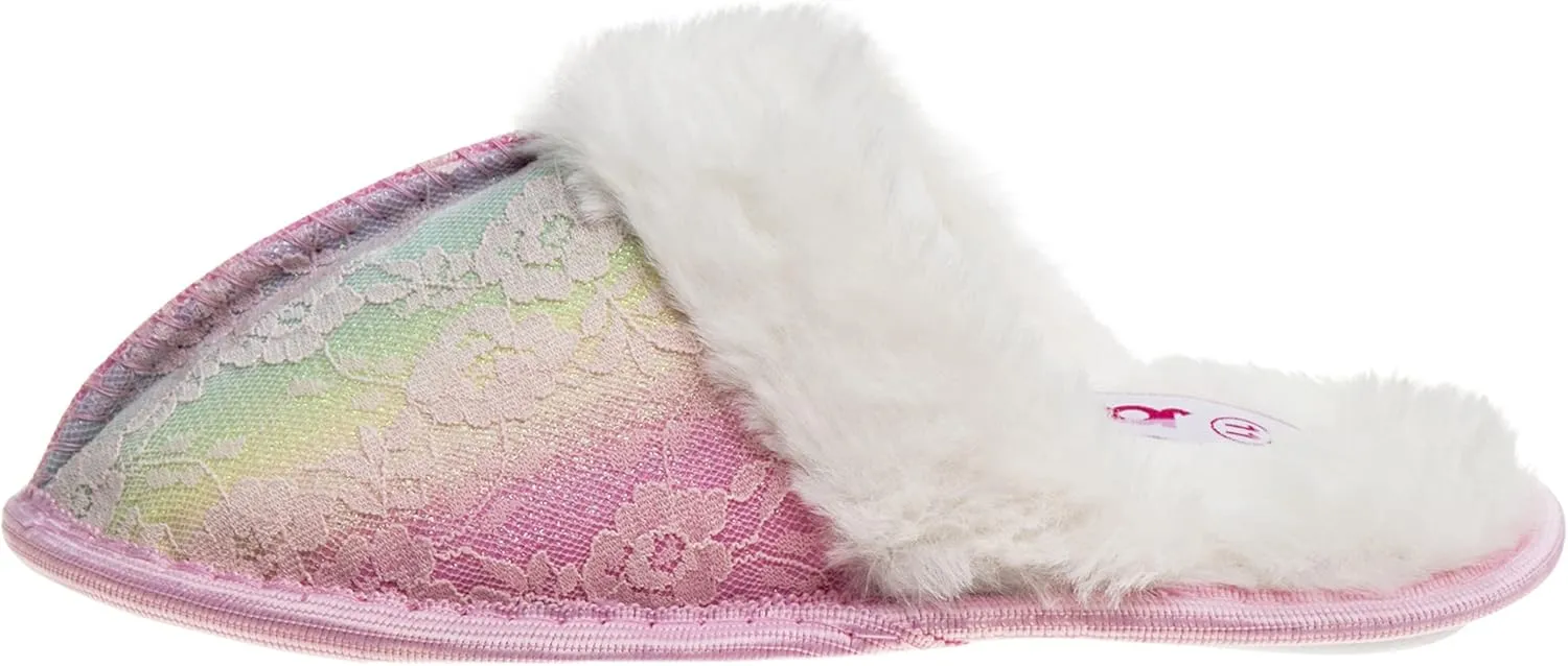 Josmo Girl's Comfort Non-Slip Memory Foam Faux Fur Slide House Slippers (Toddler/Little Kid)
