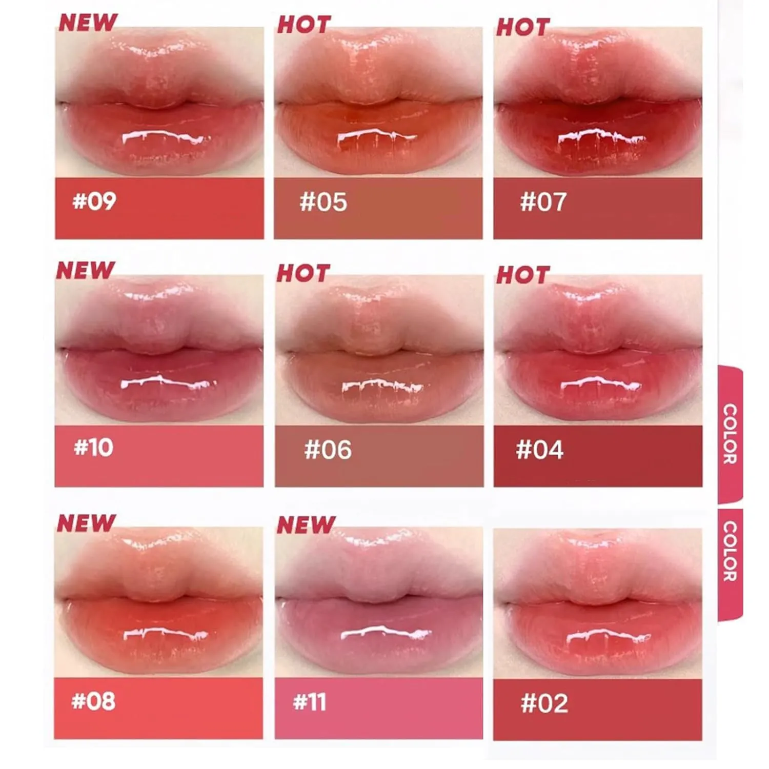 Judy Doll Lip Gloss, Judy Doll Ice Watery Lip Gloss, Jelly Hydrating Lip Gloss, Moisturizing Nonstick Tinted Gloss Lips Oil (06#)