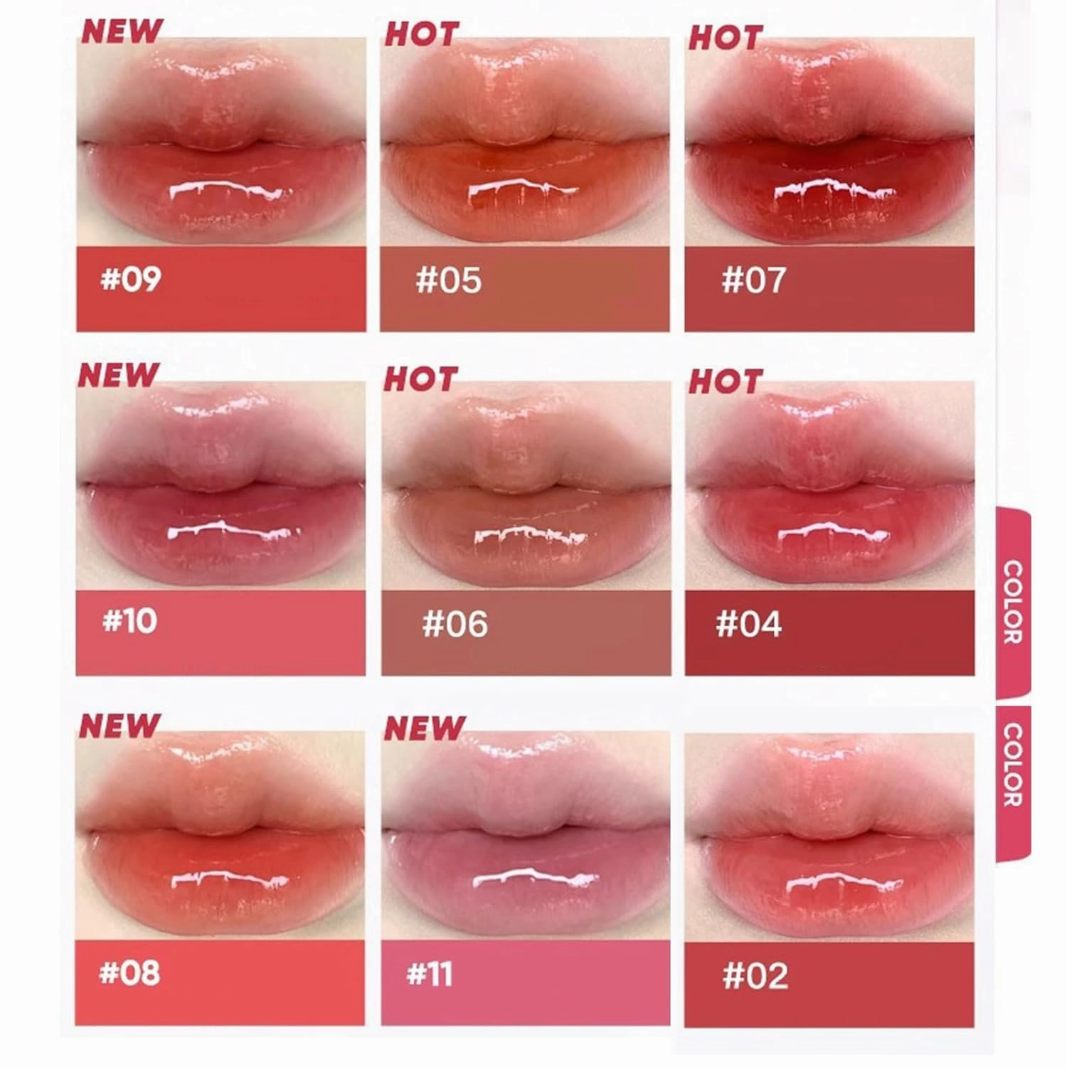 Judy Doll Lip Gloss, Judy Doll Ice Watery Lip Gloss, Jelly Hydrating Lip Gloss, Moisturizing Nonstick Tinted Gloss Lips Oil (07#)