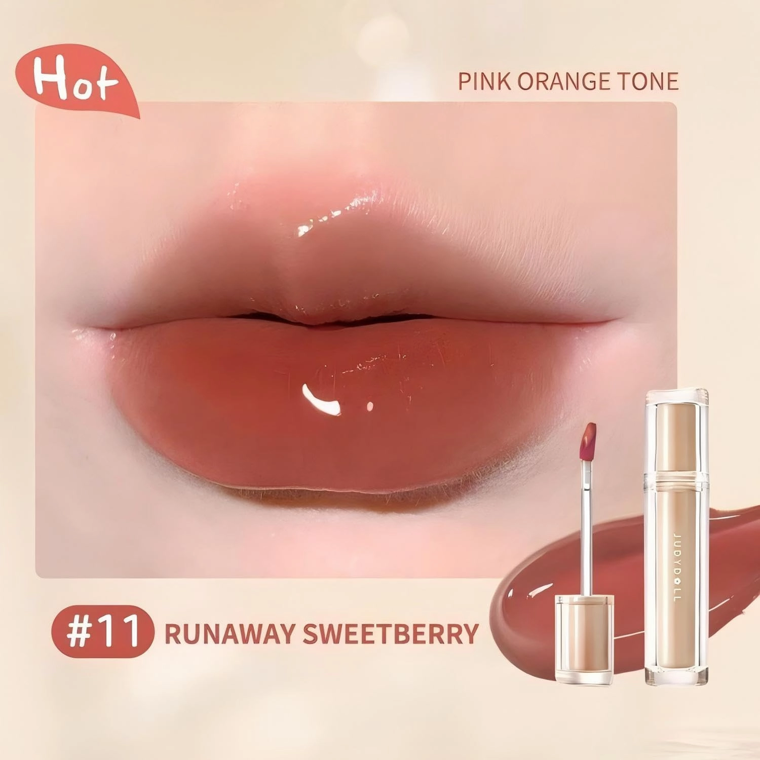 Judy-Dolll Mirror Tea Jelly Light Lip Glaze Clear,Hydrating Lip Gloss,Moisturizing Nonstick Tinted Gloss Lip Oil (#11 Berry, 0.084 Fl Oz)