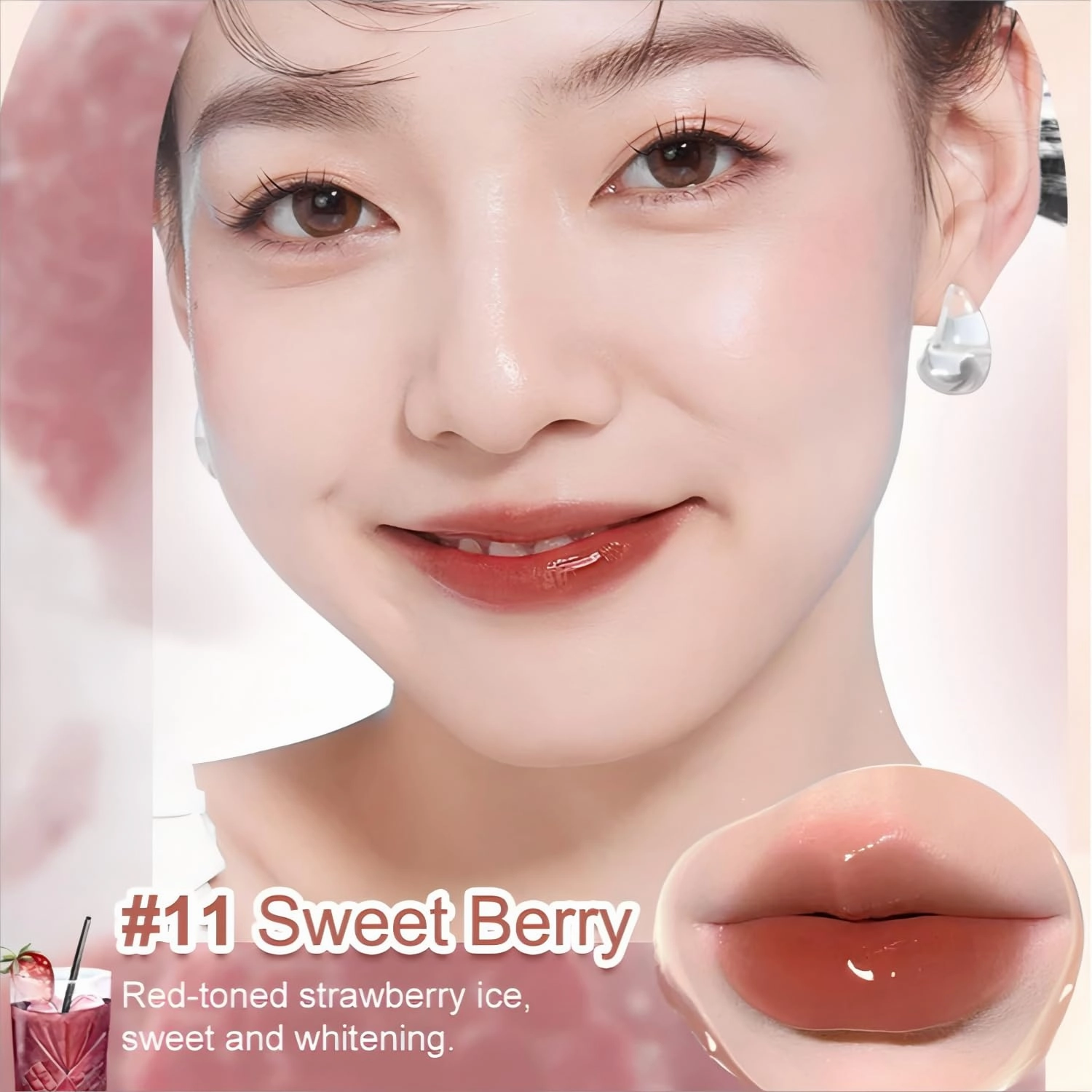 Judy-Dolll Mirror Tea Jelly Light Lip Glaze Clear,Hydrating Lip Gloss,Moisturizing Nonstick Tinted Gloss Lip Oil (#11 Berry, 0.084 Fl Oz)
