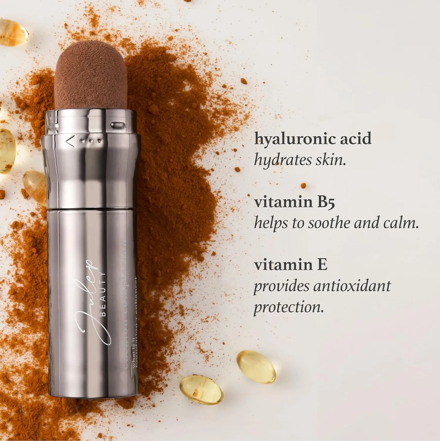 Julep Cushion Complexion Medium Coverage Foundation - Caramel | Covers, Brightens & Evens Skin Tone | On-The-Go Cushion Applicator | Hyaluronic Acid, Vitamin B5 & E