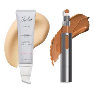 Julep Full Face Radiance Set | So Awake Complexion Booster Daily Moisturizer   Skin Perfecting Cushion Complexion Concealer   Foundation - 410 Nutmeg