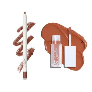 Julep With a Trace Retractable Creamy Long-Lasting Lip Liner, Rich Cocoa & It's Whipped Matte Lip Mousse, Almond Creme