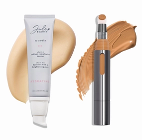 Julep Full Face Radiance Set | So Awake Complexion Booster Daily Moisturizer   Skin Perfecting Cushion Complexion Concealer   Foundation - 400 Amber