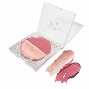 JVNX Cream Blush for Cheeks & Highlighter Duo Palette- Blusher for Face Makeup, Lightweight Flawless All Day Glow, All Skeen Types, Natural &Paraben Free (Deep Rose   Illuminate) 9g