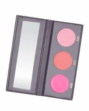 KAB Cosmetics - BlushMeUp Palette – Tricolor, Pressed-Powder Blush Palette with Compact Mirror – 3 Long-Lasting, Pink Blush Shades of Cruelty-Free Color for Warmth & Contour (Cotton Candy)