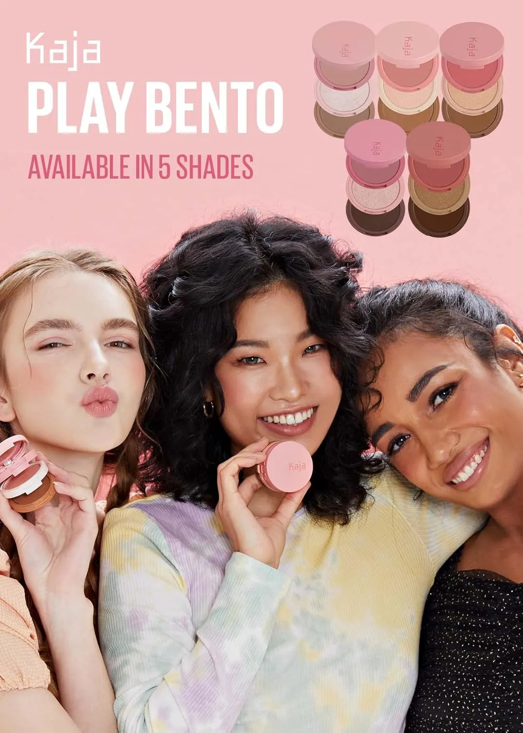 KAJA 3 Colors Palette - Play Bento_Dolce Cappuccino | Powder Blusher, Highlighter, Cream Bronzer, Creamy Application, with Mango Seed Butter, Powdery Finish, Lightweight Formula, Neutral