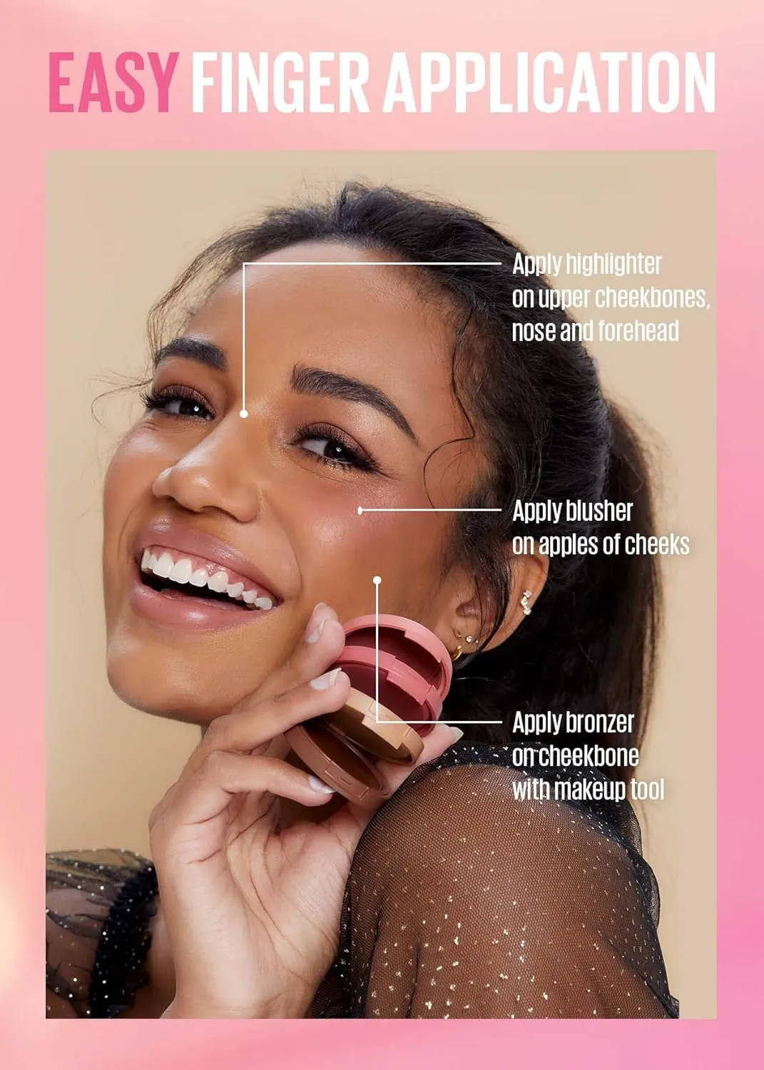 Kaja 3-in-1 Blendable Sculpting Trio - Play Bento | with Mango Seed Butter, Cream Bronzer, Powder Blush, and Highlighter, 00 Sugar Cookie