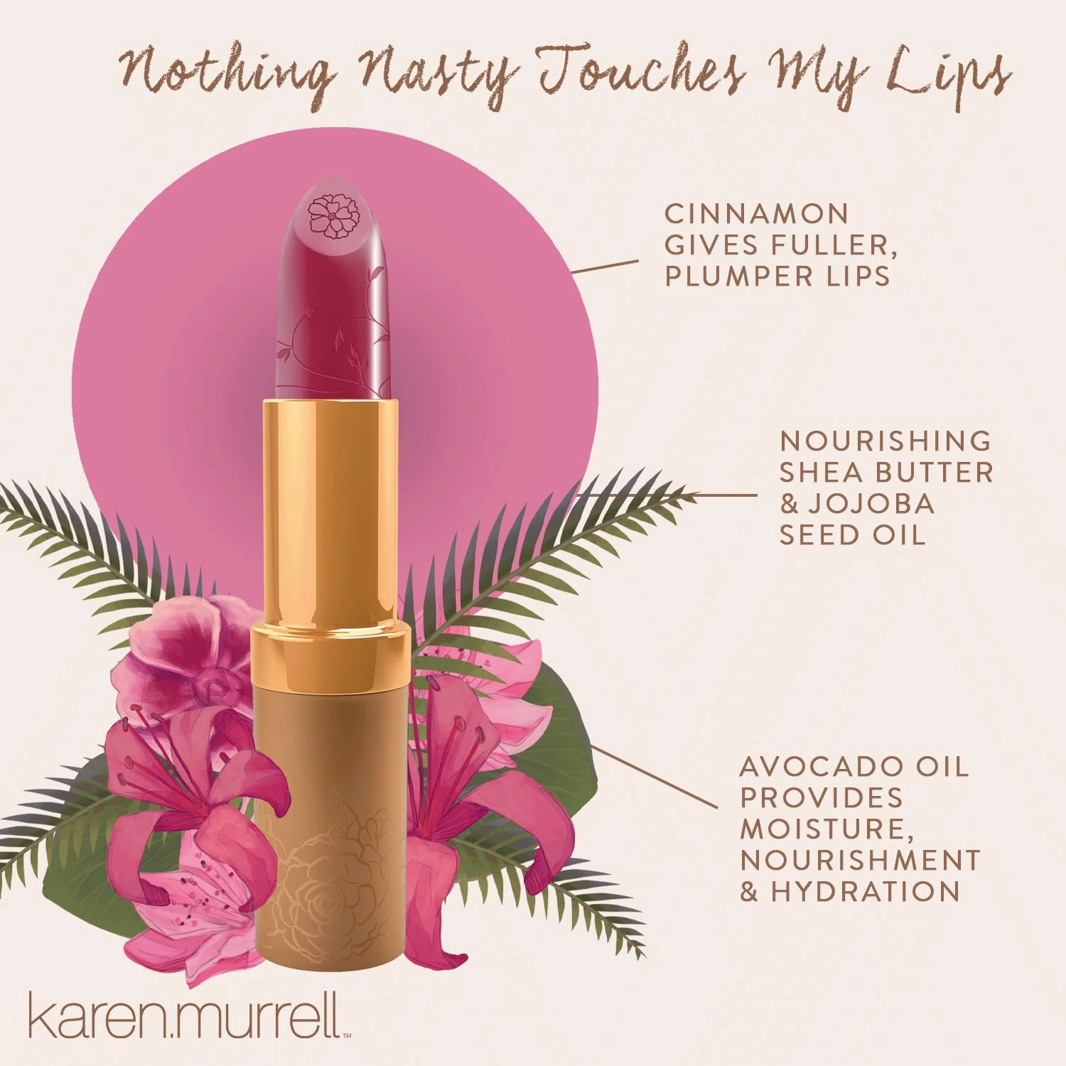 Karen Murrell Natural Lipstick - Lip Tint 43 Plum Martini - Sheer Buildable to Glossy Lip Tint - 100% Natural Ingredients, Moisturizes & Hydrates Lips - Paraben & Cruelty Free