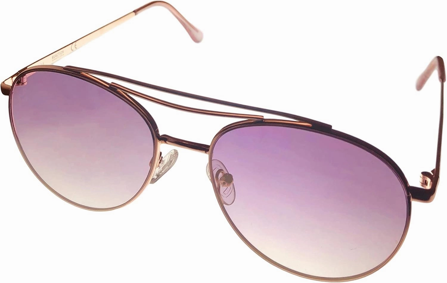 Kenneth Cole Reaction Shiny Rose Gold Mens Metal Aviator Sunglass KC1365 28Y