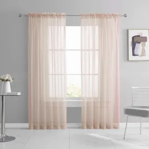 KEQIAOSUOCAI Sheer Blush Pink Curtains 84 inch Length Rod Pocket Light Weight Voile Panels Sheers Drapes for Bedroom Bed Canopy Curtains 52 Inch x 84 Inch Set of 2