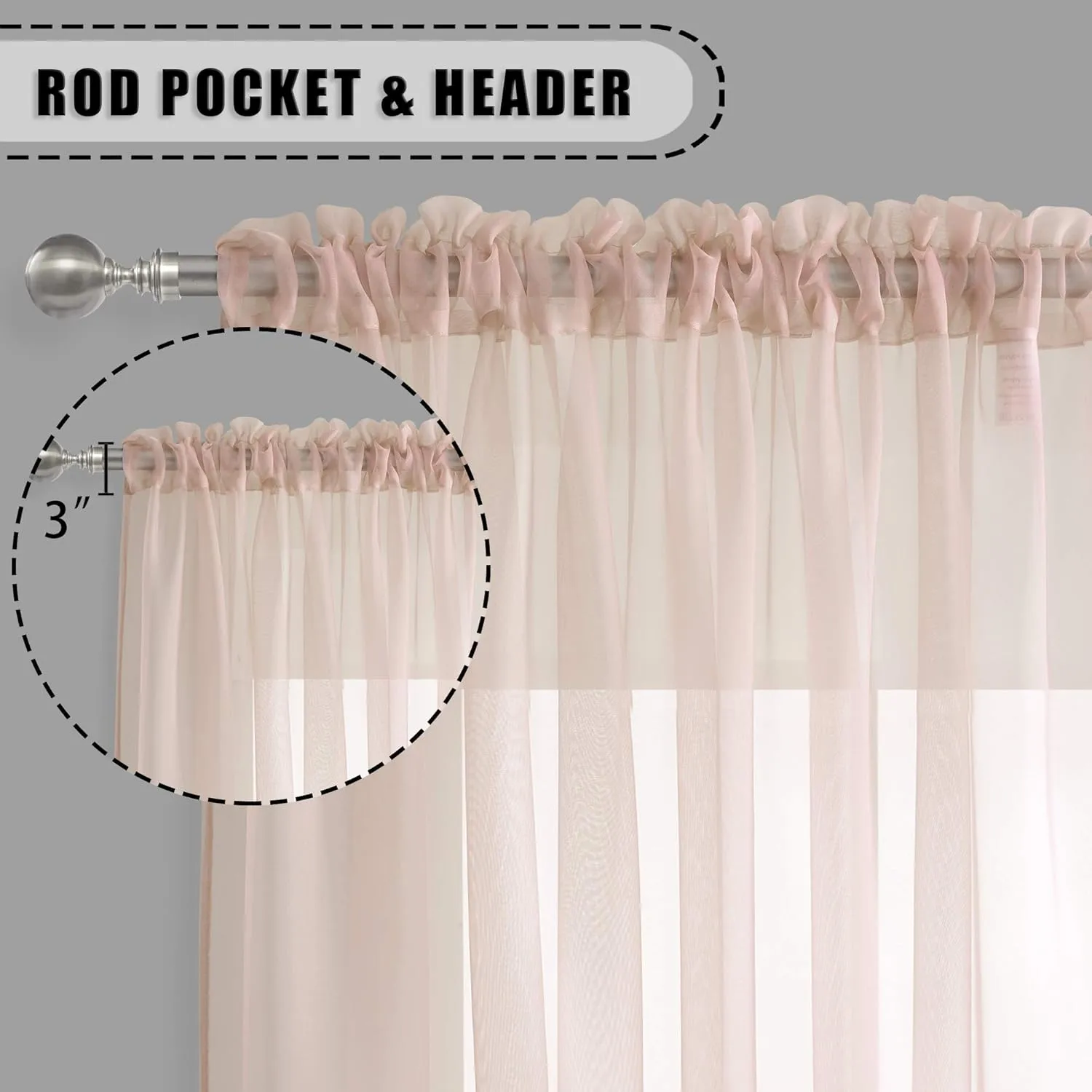 KEQIAOSUOCAI Sheer Blush Pink Curtains 84 inch Length Rod Pocket Light Weight Voile Panels Sheers Drapes for Bedroom Bed Canopy Curtains 52 Inch x 84 Inch Set of 2