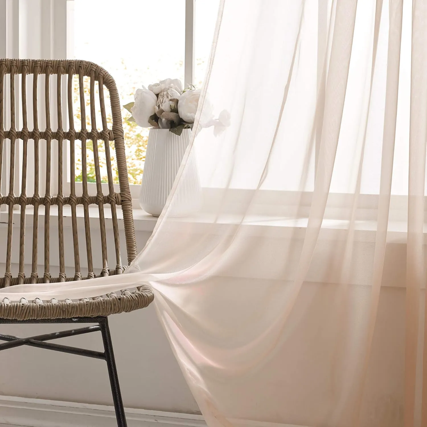 KEQIAOSUOCAI Sheer Blush Pink Curtains 84 inch Length Rod Pocket Light Weight Voile Panels Sheers Drapes for Bedroom Bed Canopy Curtains 52 Inch x 84 Inch Set of 2