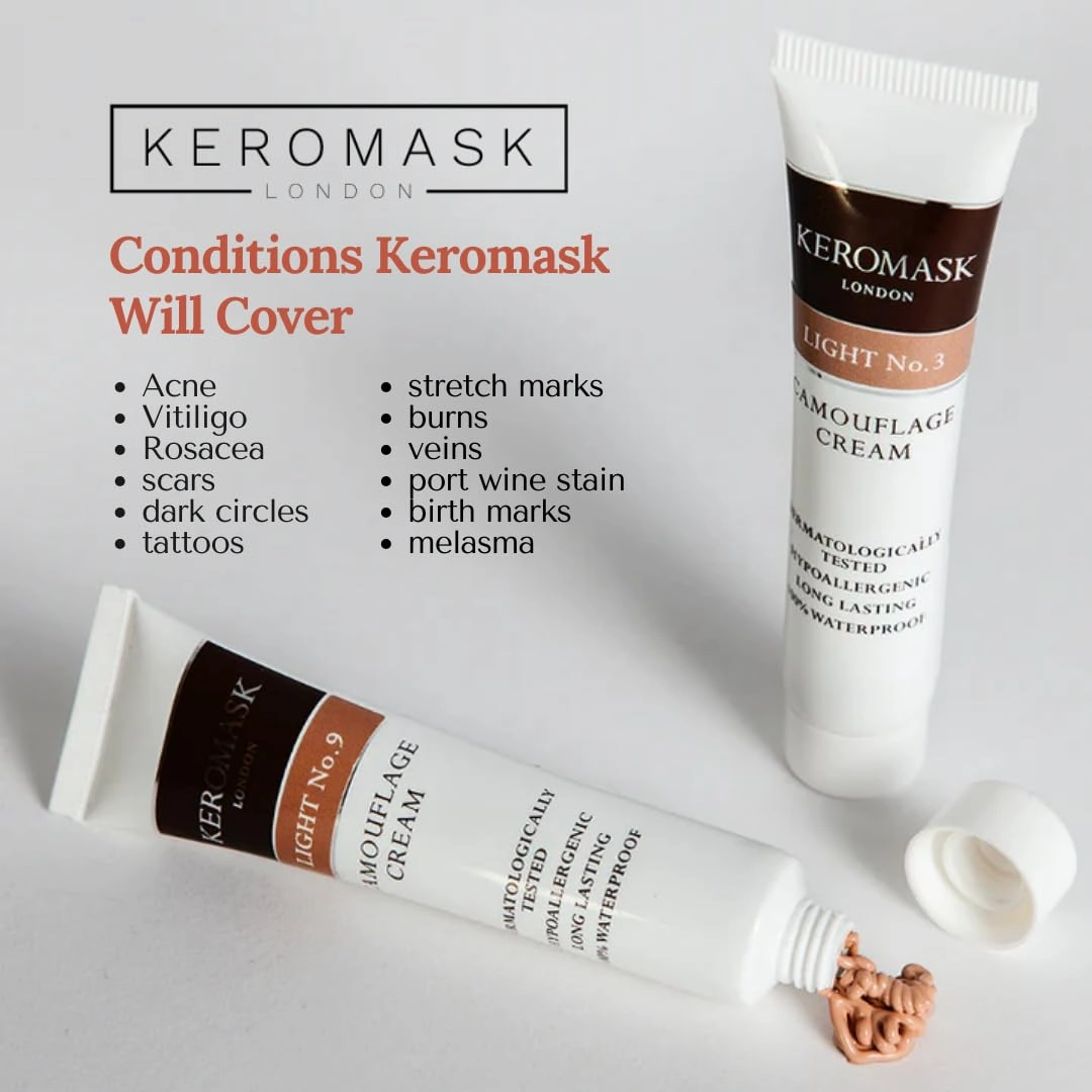 Keromask Full Coverage Concealer | Medium No 1 | Camouflage Makeup | Waterproof Concealer | Hypoallergenic | Vitiligo, Tattoo, Rosacea, Tattoo Cover |24 Shades