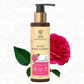 Khadi Essentials Body Lotion for Winter Season with Rose & Shea Butter for Women & Men, Sulphate/Paraben Free Ramani Indian, 200 ml