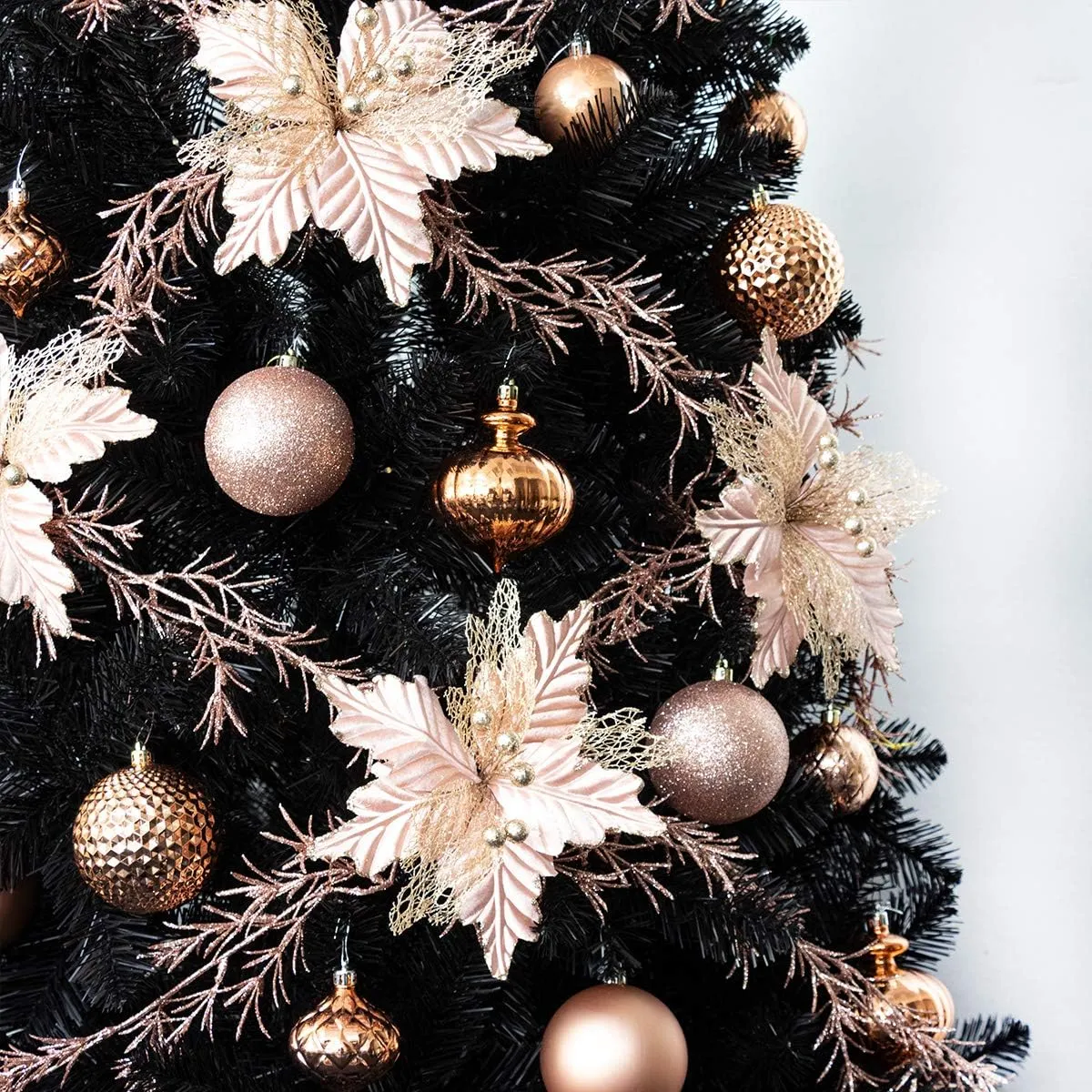 KI Store Rose Gold Glitter Christmas Garland 6-Foot Pack of 3 for Christmas Tree Decoration Wreath Front Door Table Centerpiece Car Decor