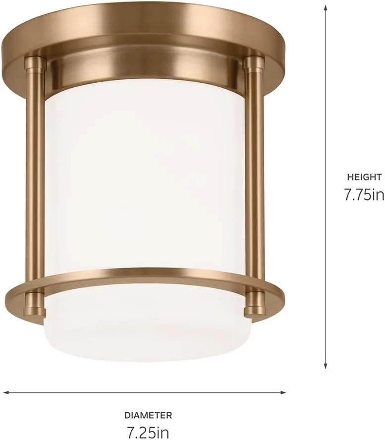 Kichler Brit 52596CPZ Flush Mount 1-Light 7.25˝ with Satin Etched Cased Opal Glass in Champagne Bronze