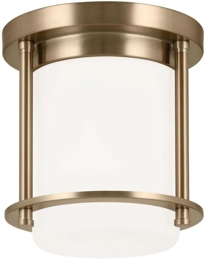 Kichler Brit 52596CPZ Flush Mount 1-Light 7.25˝ with Satin Etched Cased Opal Glass in Champagne Bronze