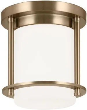 Kichler Brit 52596CPZ Flush Mount 1-Light 7.25˝ with Satin Etched Cased Opal Glass in Champagne Bronze