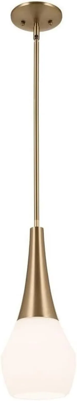 Kichler Deela 17 Inch 1 Light Pendant with Satin Etched Cased Opal Glass in Champagne Bronze