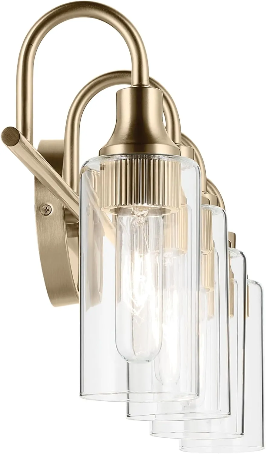 Kichler Kavi 31.5" 4-Light Vanity Light with Clear Glass in Champagne Bronze, Damp Rated, for Bathroom, Powder Room, Over a Mirror, (31.5" W x 10" H), 55212CPZ