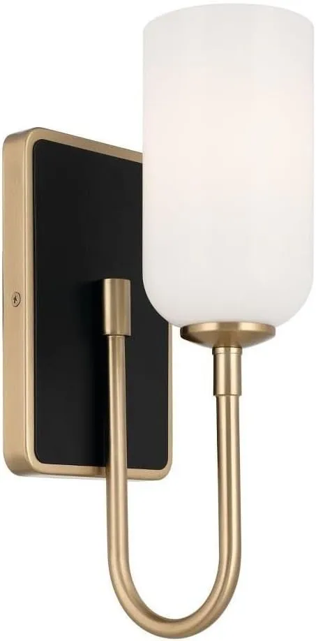 Kichler Solia 13.5 Inch 1 Light Wall Sconce with Opal Glass in Champagne Bronze with Black