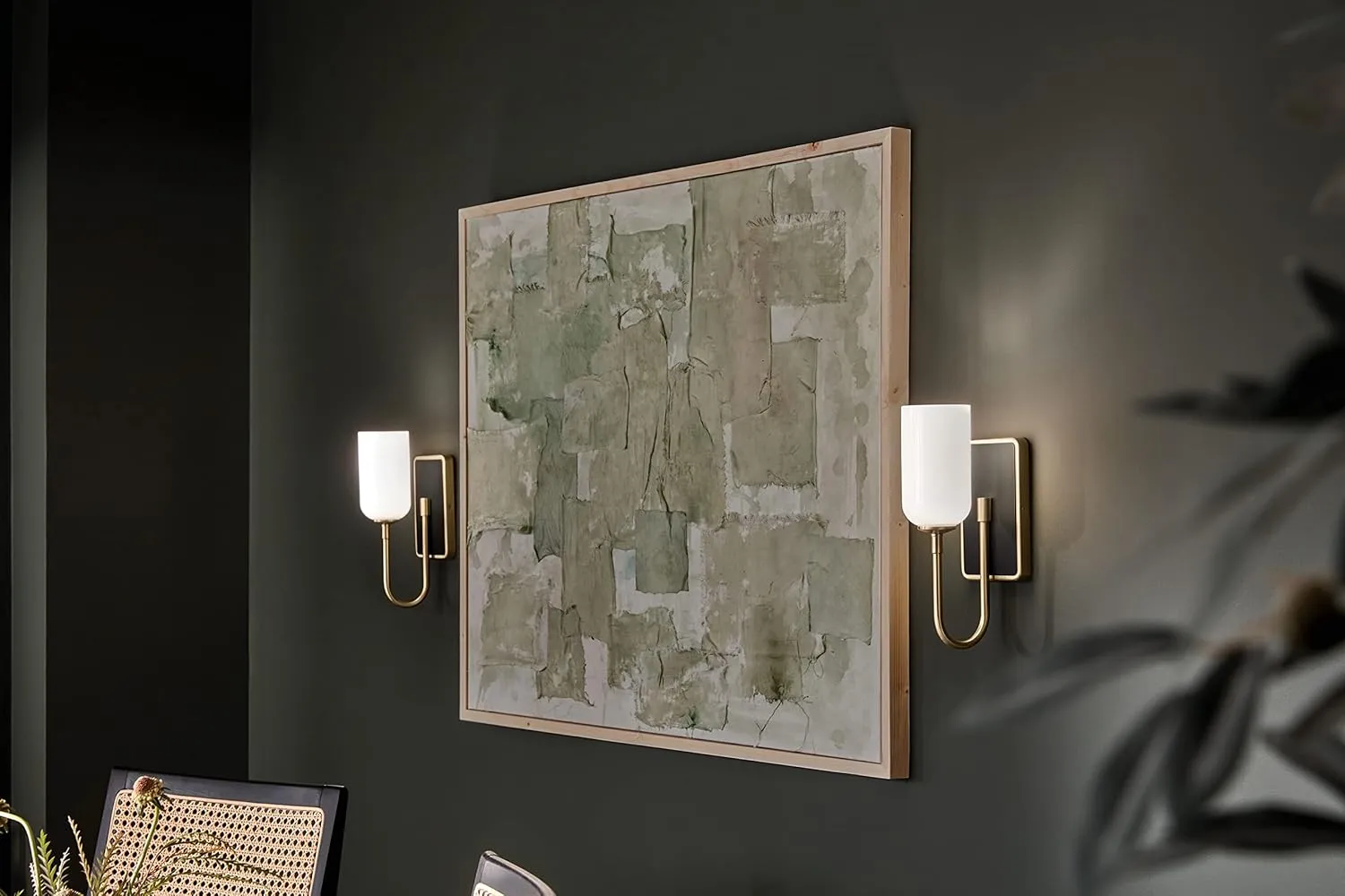 Kichler Solia 13.5 Inch 1 Light Wall Sconce with Opal Glass in Champagne Bronze with Black