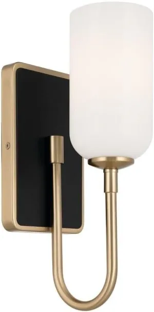 Kichler Solia 13.5 Inch 1 Light Wall Sconce with Opal Glass in Champagne Bronze with Black
