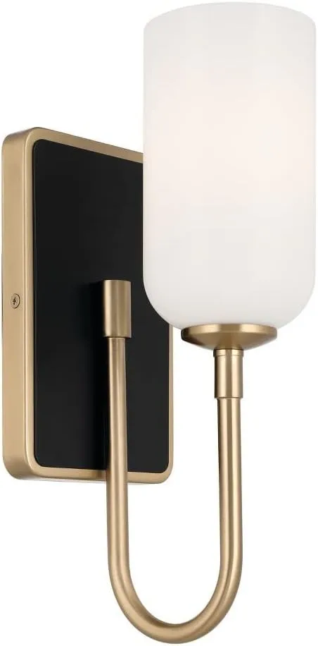Kichler Solia 13.5 Inch 1 Light Wall Sconce with Opal Glass in Champagne Bronze with Black